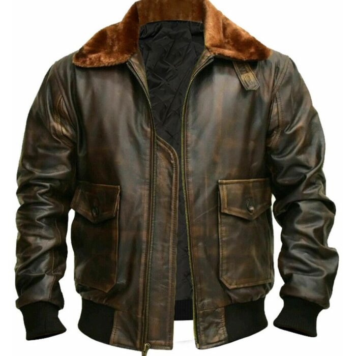 Mens Distressed Brown G1 Aviator A2 Bomber Leather Jacket