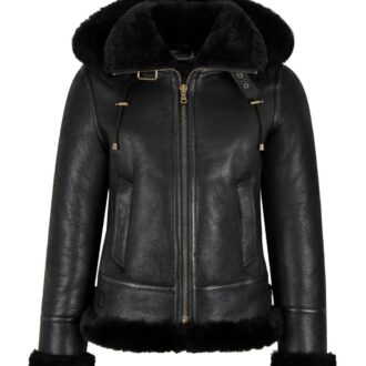 Womens B3 Bomber Hooded Classic Shearling Jacket