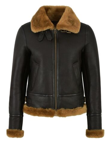 Womens RAF B3 Flying Bomber Aviator Style Leather Jacket