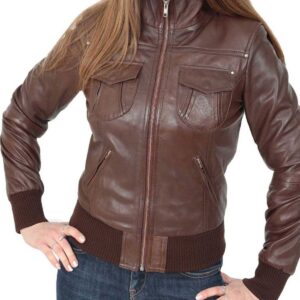 Womens Classic Bomber Real Leather Jacket