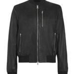 Womens Elegant Black Bomber Leather Jacket