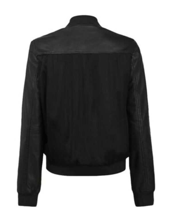 Womens Elegant Black Bomber Leather Jacket Mready