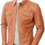 Men's Tan Leather Shirt - Casual Sophistication