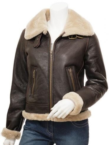 WOMENS BROWN SHEEPSKIN FLYING JACKET