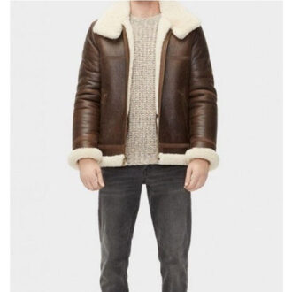 Mens Aviator Sheepskin Shearling Leather Jacket