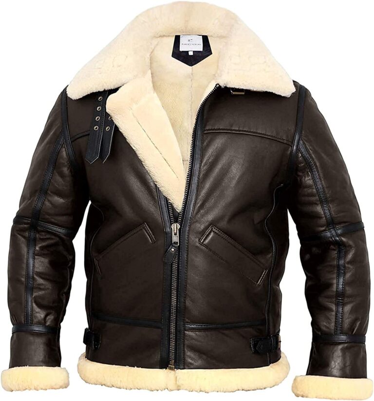 Black shearling jacket mens For winter