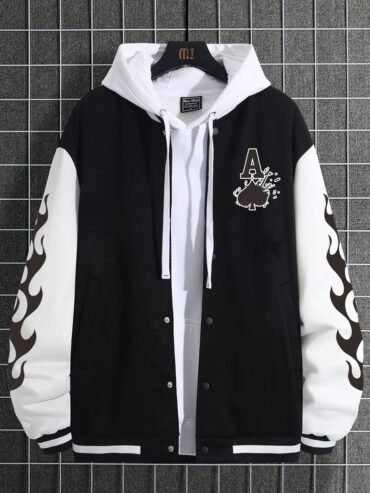 Black and White Varsity Men Jacket