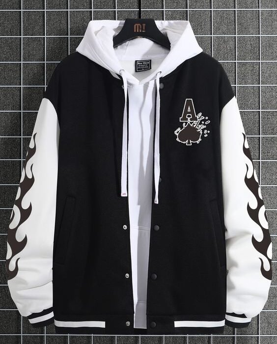 Black and White Varsity Men Jacket