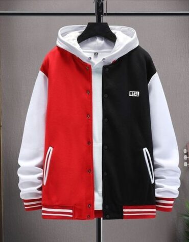 Black and Red Varsity Leather Jacket
