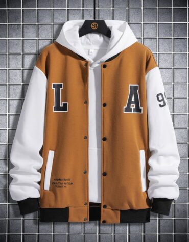 Skin and White Varsity Leather jacket