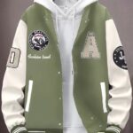 White and Green Varsity Men Jacket - Fresh Sporty Outerwear