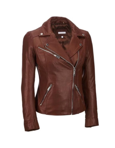 Custom Brown Lambskin Motorcycle Biker Slim Fit Leather Jacket