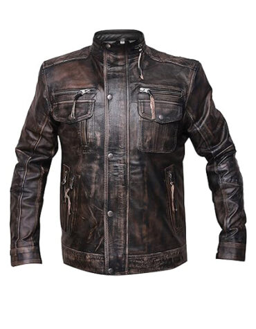 Vintage Black Horsehide Leather jacket For Men