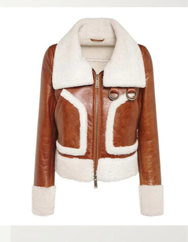 Brown shearling leather jacket For Women upto 50% off