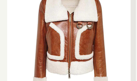 Brown shearling leather jacket For Women upto 50% off