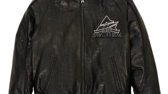 AVIREX ICON Croc Embossed Leather Jacket