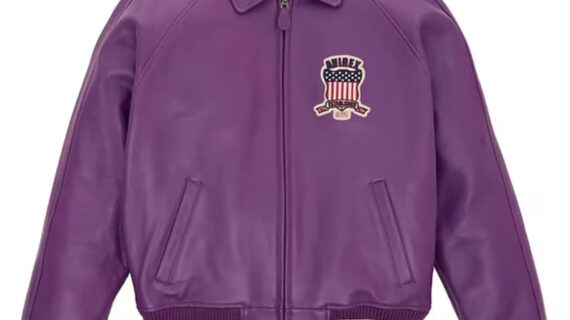 AVIREX Purple Leather Icon Jacket