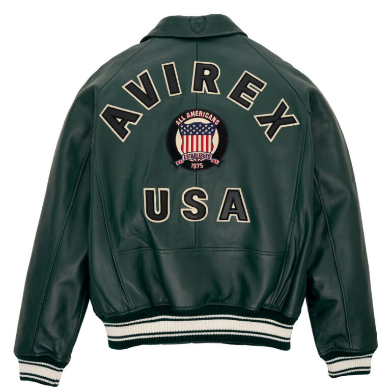 Mens Bomber Jacket American Flight Basket Ball Green Real Leather Jacket