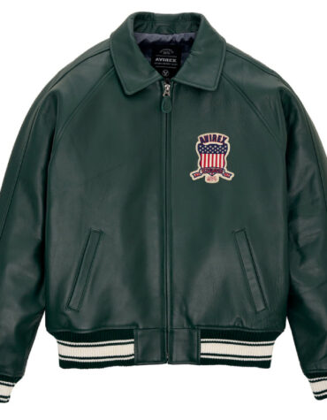 Mens Bomber Jacket American Flight Basket Ball Green Real Leather Jacket
