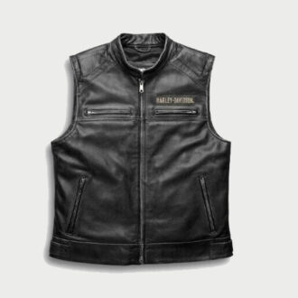 Harley Davidson Mens Embroidered Passing Link Leather Vest