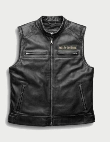 Harley Davidson Mens Embroidered Passing Link Leather Vest