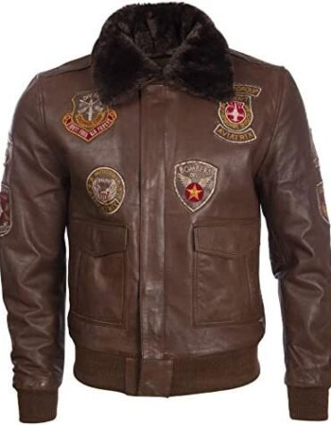 Genuine Leather Aviator Bomber Jacket For Men