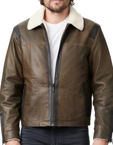 Mens Classic Leather Shearling Bomber jacket