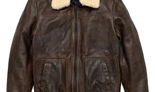 Mens Vintage A2 Brown Leather Shearling Bomber Jacket