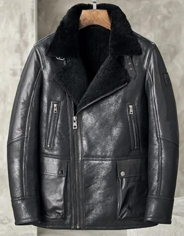 Men's Black B3 Shearling Bomber Jacket - Sheepskin Coat