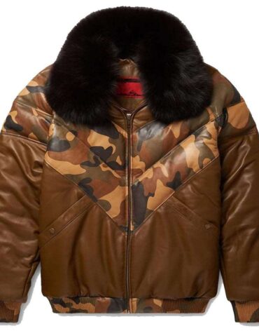 Brown V-Bomber Leather Jacket