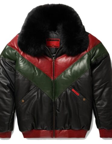 Stylish Multicolor V-Bomber Leather Jacket