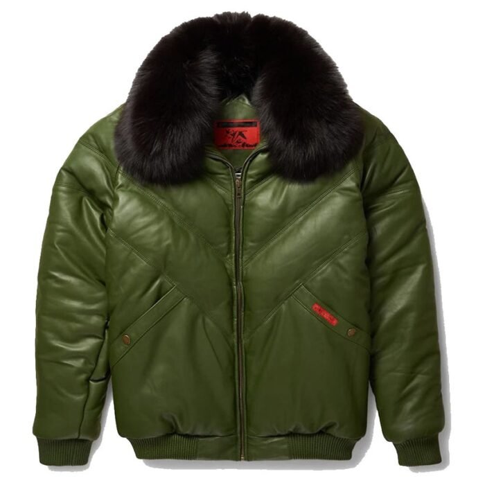 Stylish Design V-Bomber Leather Jacket for Men - Fashionable Outerwear