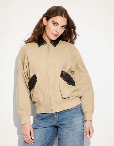 Women's Faux Leather & Canvas Bomber Jacket – Wild Fable Style