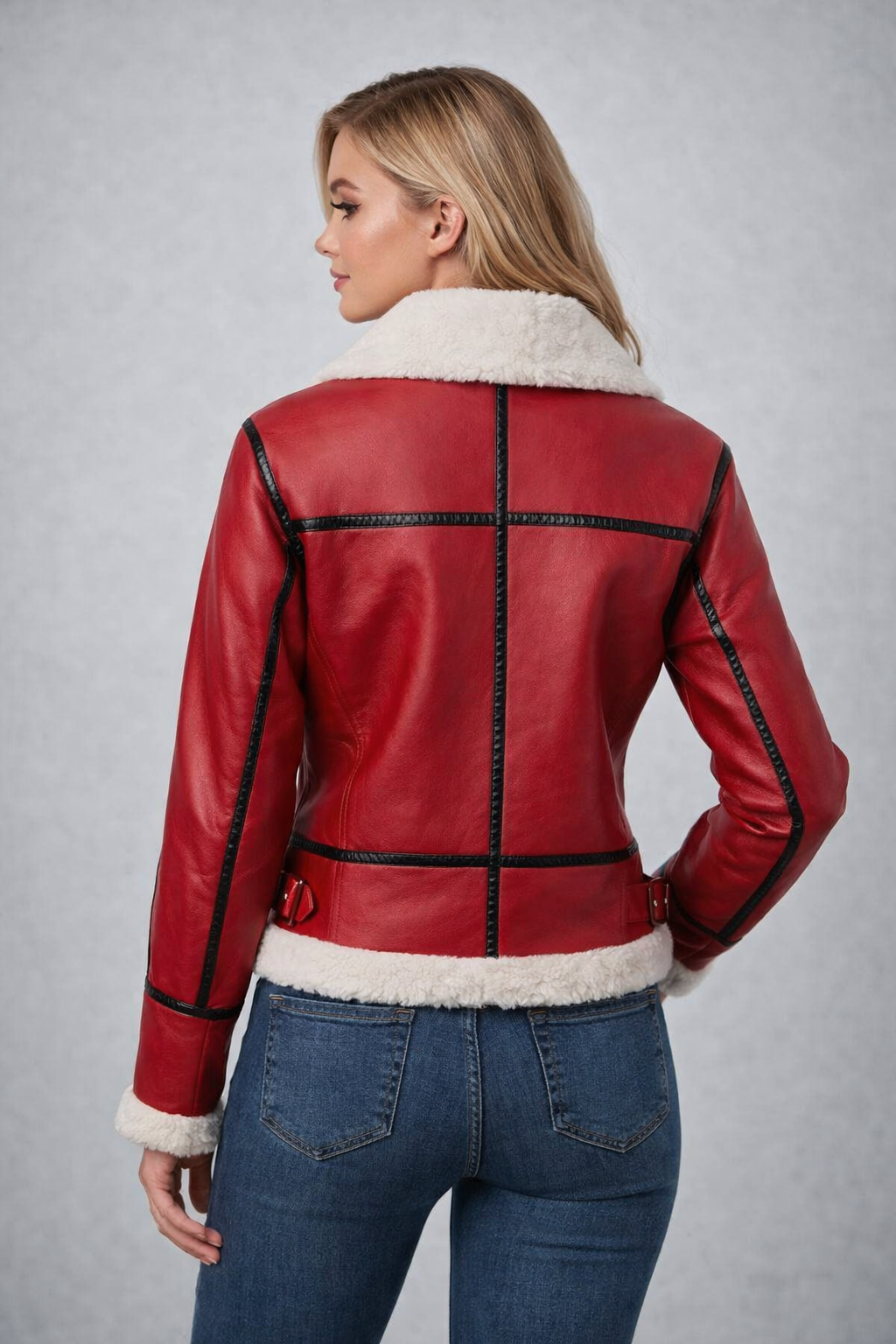 Red Leather Shearling Jacket | Warm & Stylish Red Leather Shearling Jacket | Warm & Stylish