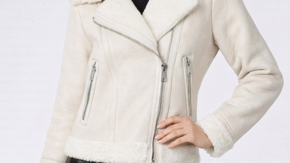 Beige WOMAN Waterproof Faux Shearling Leather Jacket