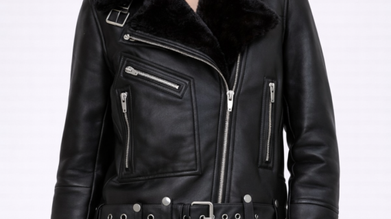 Black Shearling moto jacket