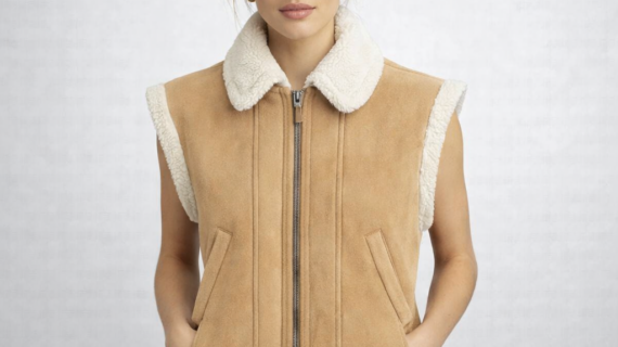 Beige faux shearling vest