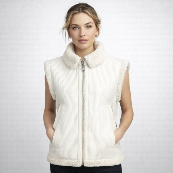 Women White Shearling Vest | Stylish Winter Wear