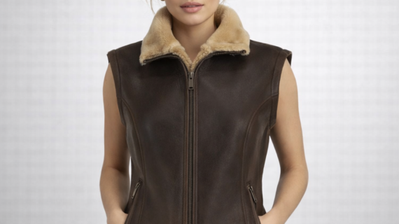 Brown Sheepskin Leather Gilet Bodywarmer Women