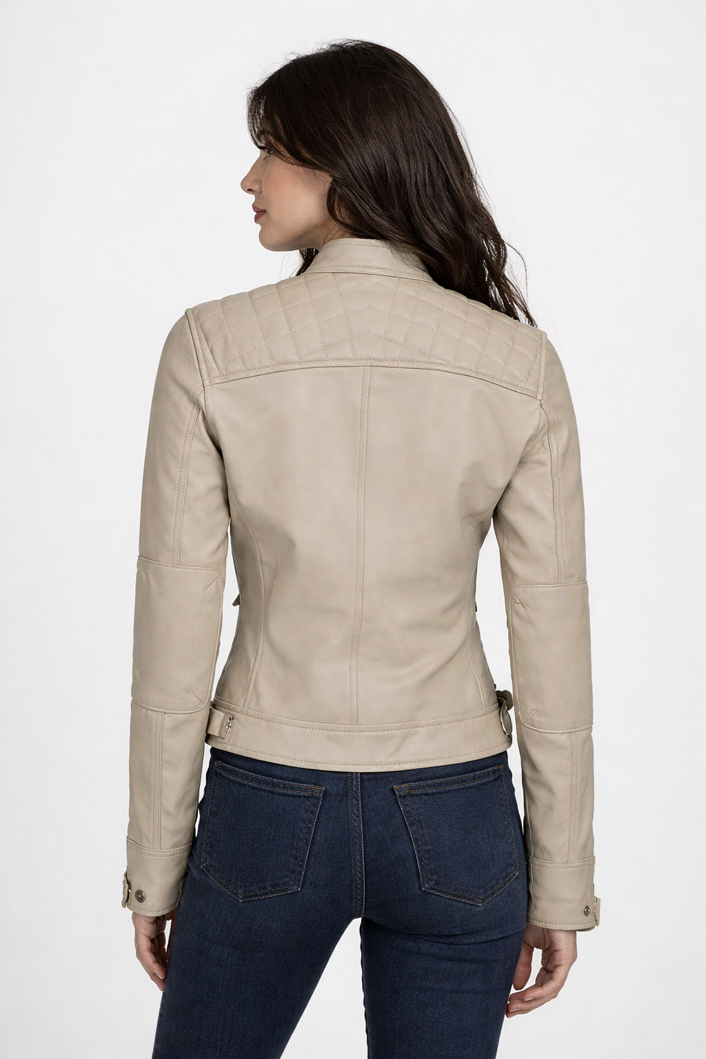 Women's Beige Lambskin Leather Jacket Women's Beige Lambskin Leather Jacket