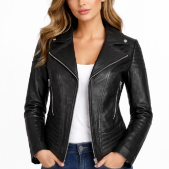 Leather Women's Real Leather Biker Bomber Jacket