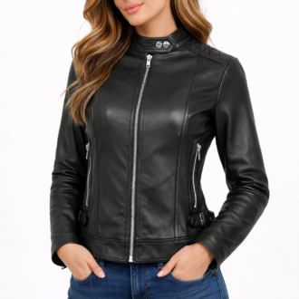 faux leather bomber jacket for women