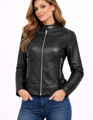 faux leather bomber jacket for women