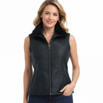 Sheepskin Vest - EMMA BLACK Genuine Leather