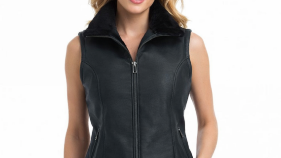Sheepskin Vest - EMMA BLACK Genuine Leather