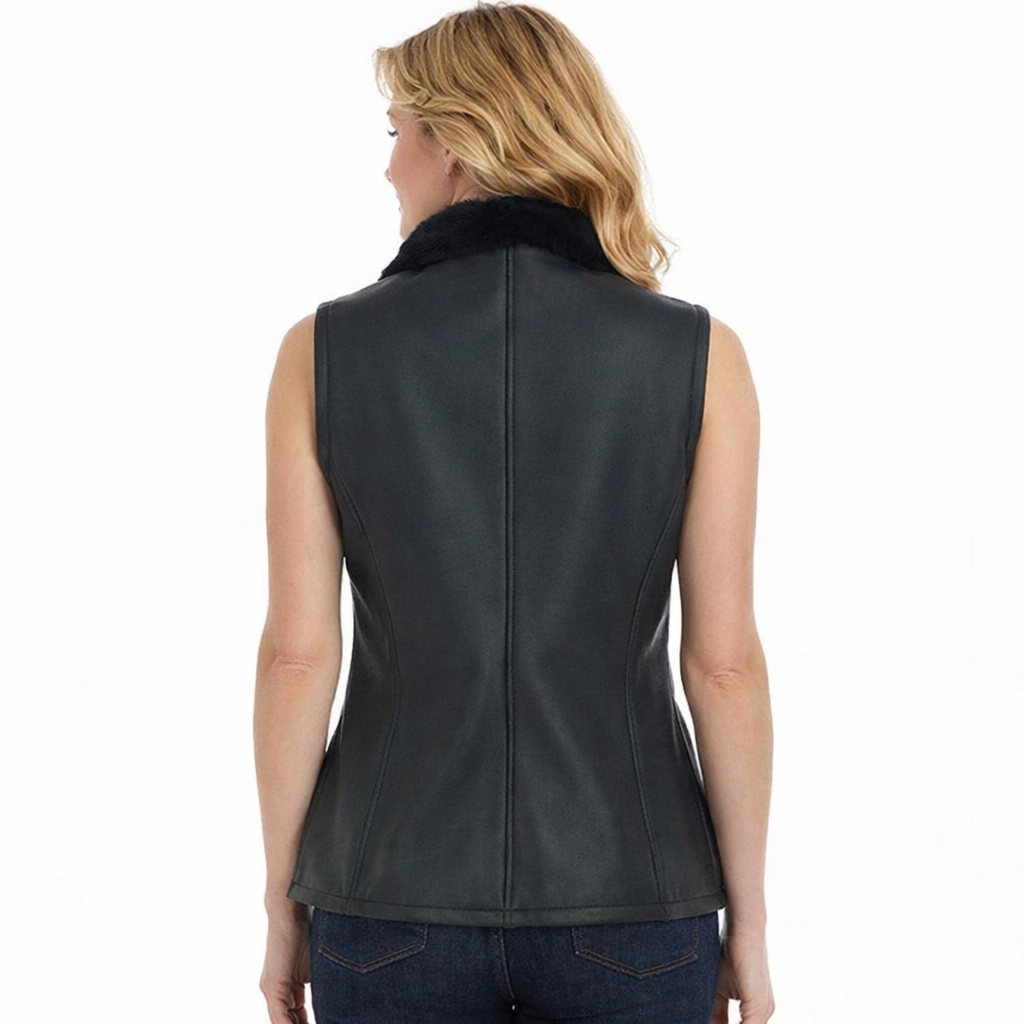 Sheepskin Vest - EMMA BLACK Genuine Leather Sheepskin Vest - EMMA BLACK Genuine Leather