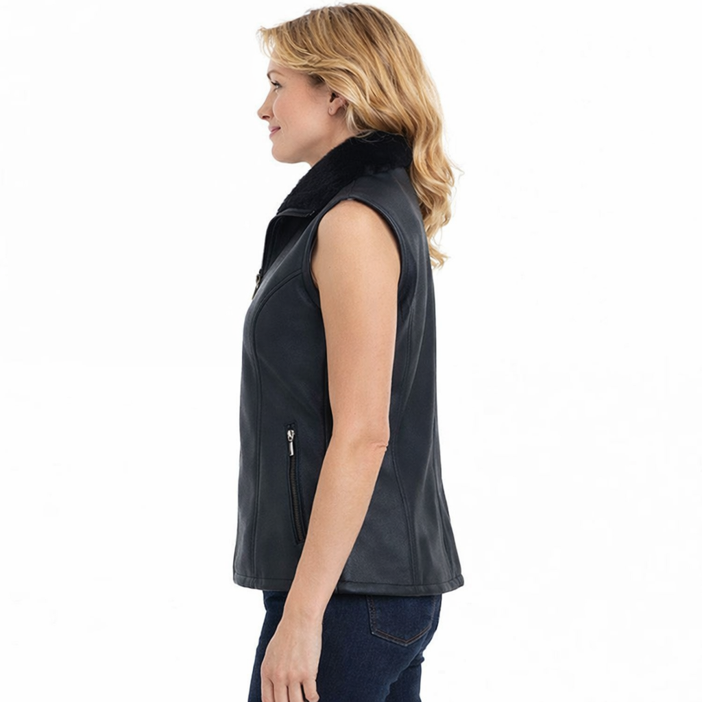 Sheepskin Vest - EMMA BLACK Genuine Leather Sheepskin Vest - EMMA BLACK Genuine Leather
