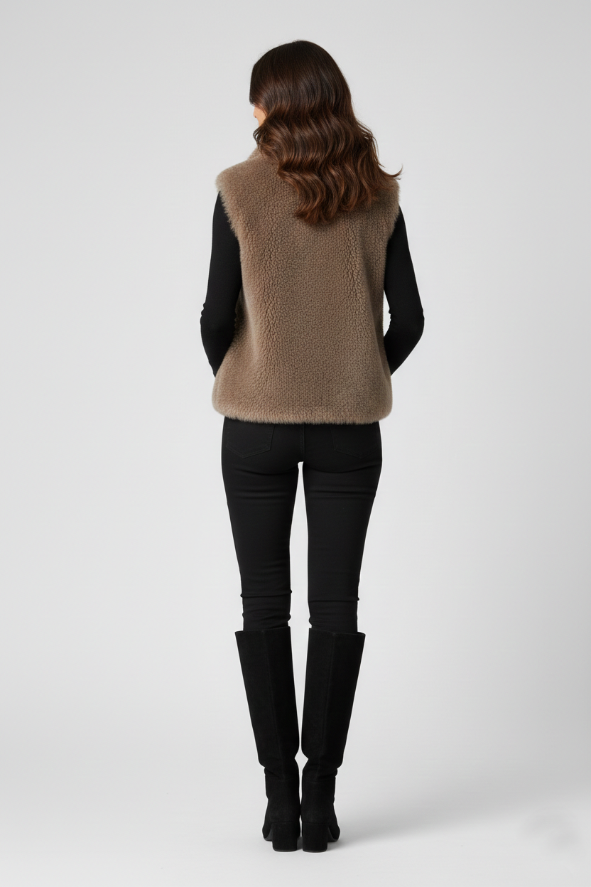 Faux Fur Gilet Shearling Jacket with Zip | Stylish Faux Fur Gilet Shearling Jacket with Zip | Stylish