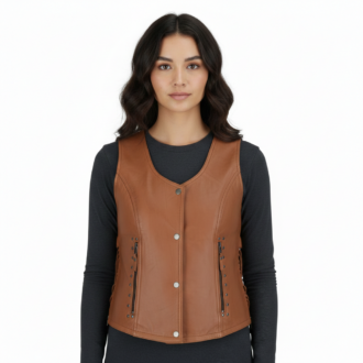 Brown Leather Vest for Women