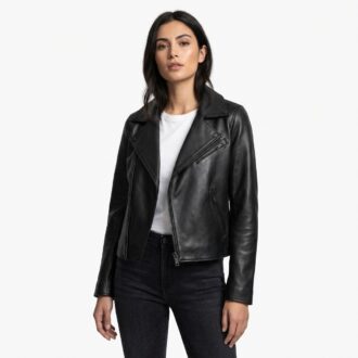 Women black Levi's faux leather moto jacket